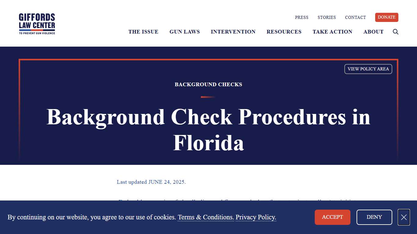 Background Check Procedure Laws in Florida Giffords